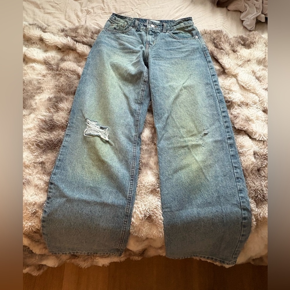 REVICE low rise distressed baggy jeans